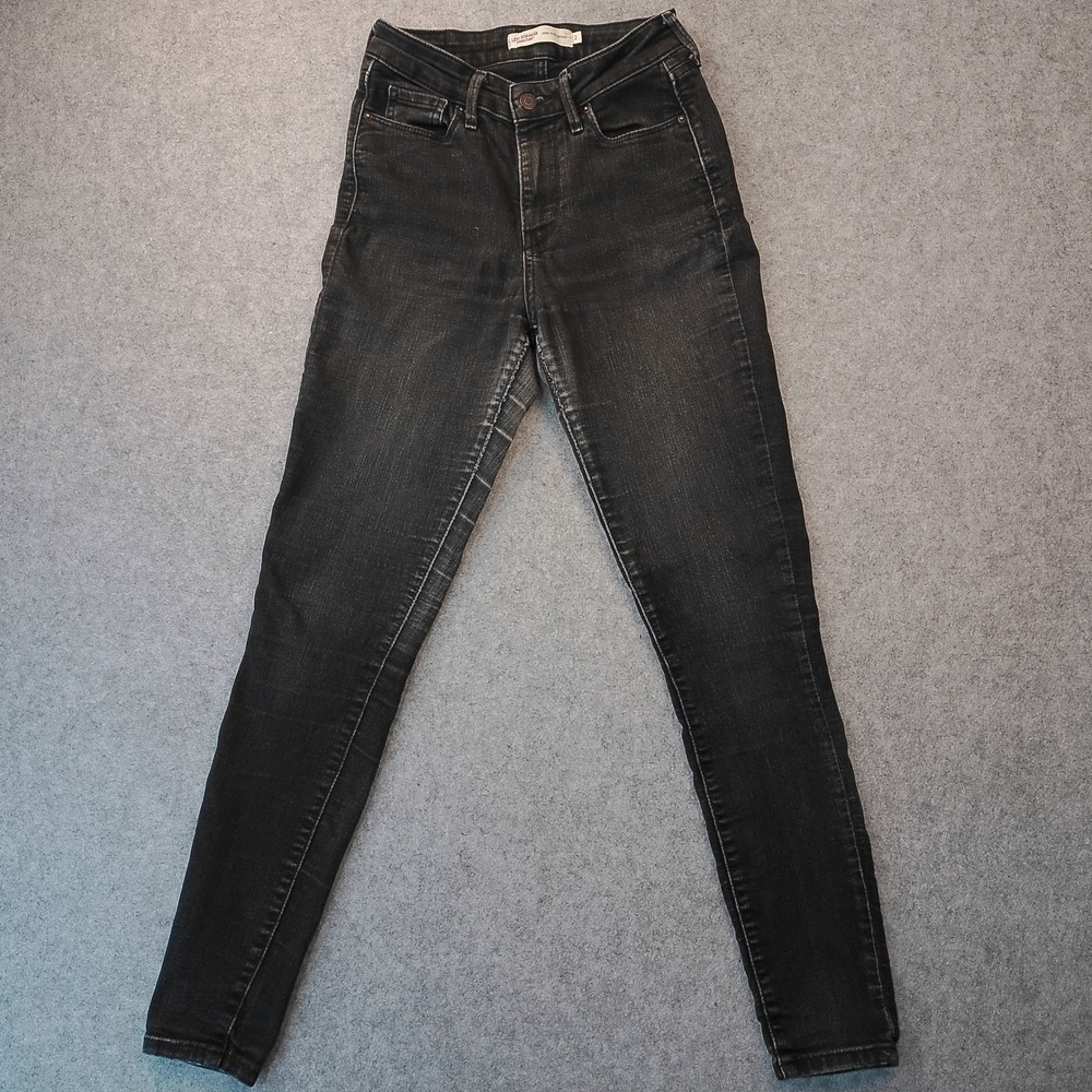 Levi Strauss Signature Womens High Rise Skinny Jeans Faded Black Size 2